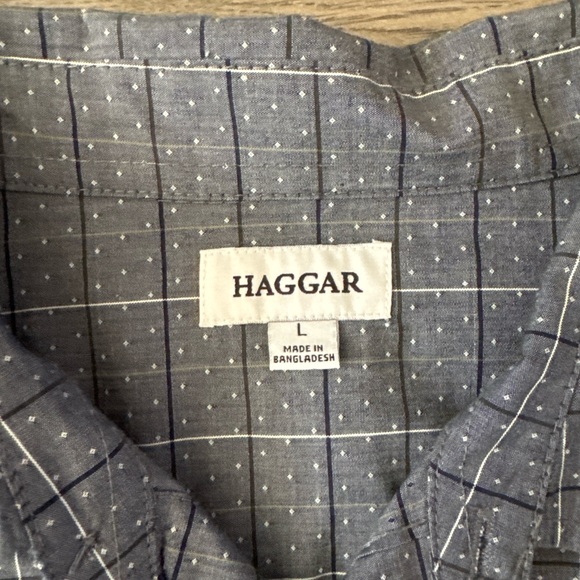 Haggar Men's Charcoal Plaid Button Down Shirt - Picture 2 of 3